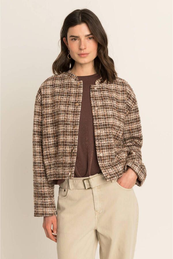 Expresso geruit bomberjack beige bruin