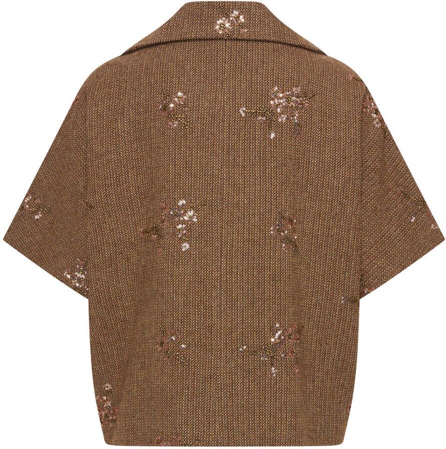 Expresso geruite oversized blazer met wol bruin - Foto 2
