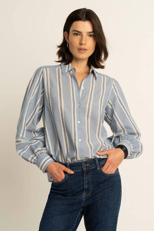 Expresso gestreepte blouse blauw