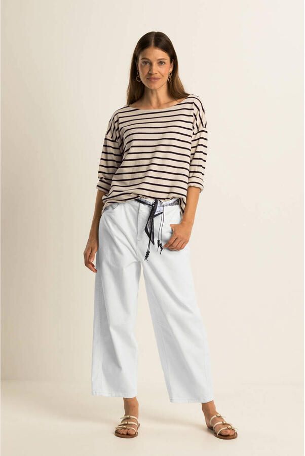 Expresso gestreepte top beige