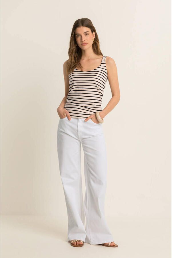 Expresso gestreepte top beige
