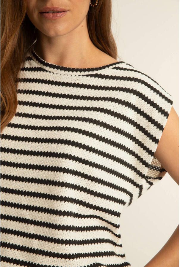 Expresso gestreepte top gebreid beige - Foto 2