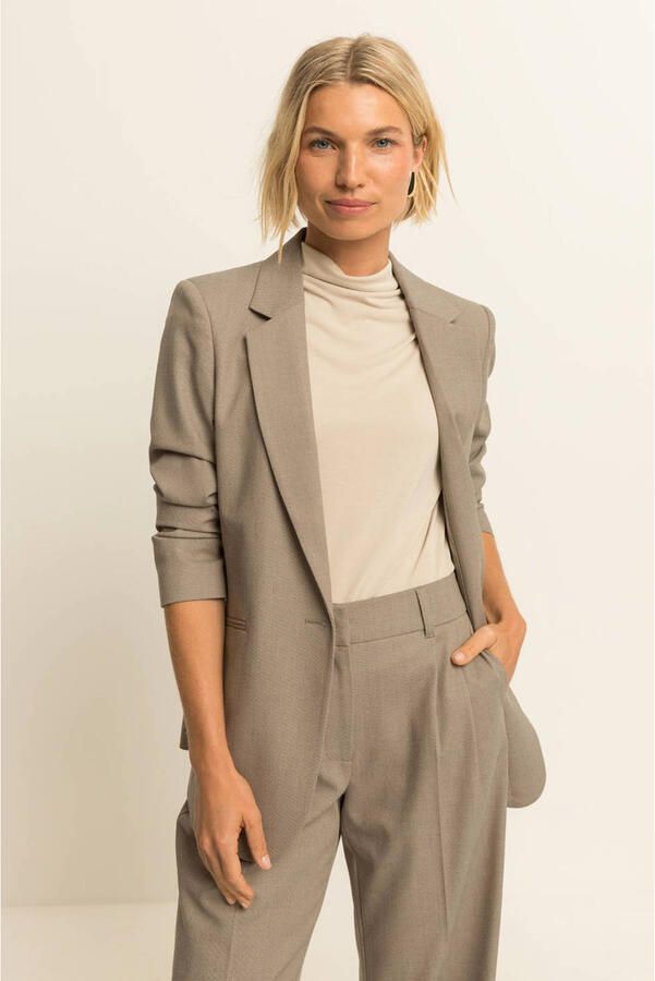 Expresso getailleerde blazer met wol beige