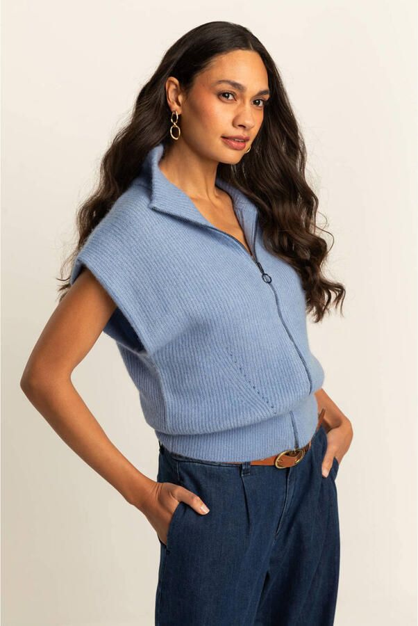Expresso gilet blauw gebreid