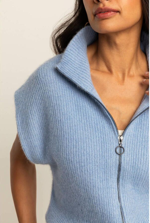 Expresso gilet blauw gebreid - Foto 3