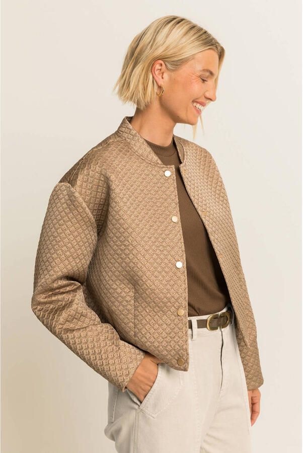 Expresso glanzend jacquard jasje bruin - Foto 3