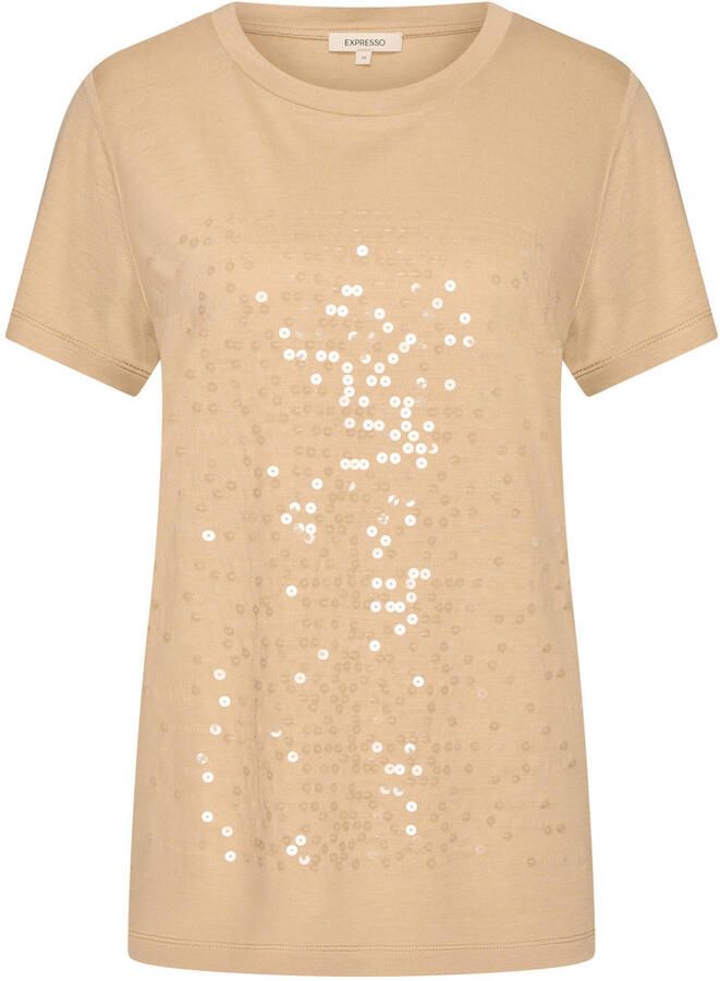 Expresso glitter top beige met pailletten