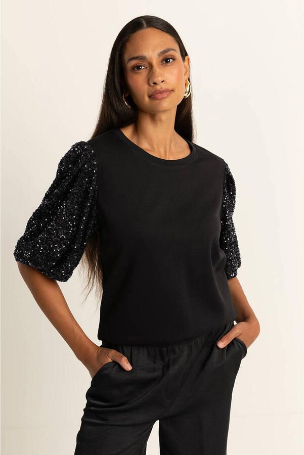 Expresso glitter top zwart met pailletten