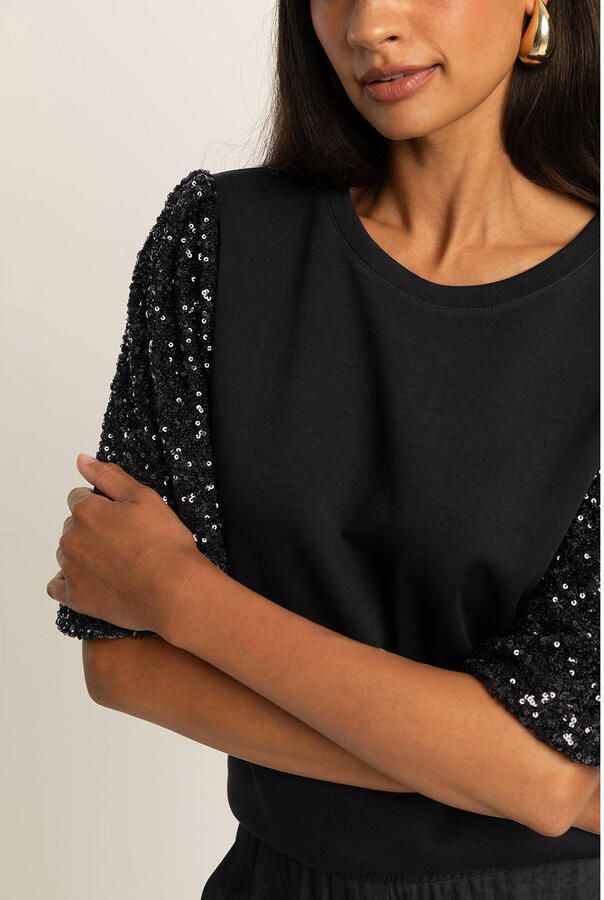 Expresso glitter top zwart met pailletten - Foto 2