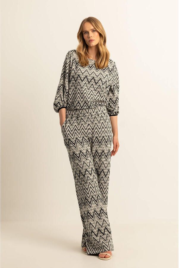 Expresso high waist broek zwart gebreid