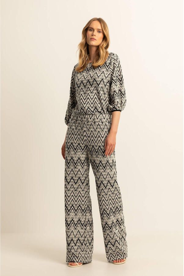Expresso high waist broek zwart gebreid - Foto 3