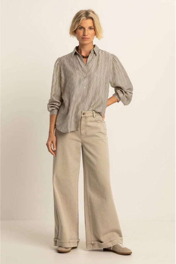 Expresso high waist wide leg jeans zand