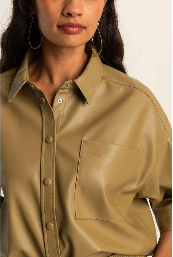Expresso imitatieleren blouse bruin - Foto 3