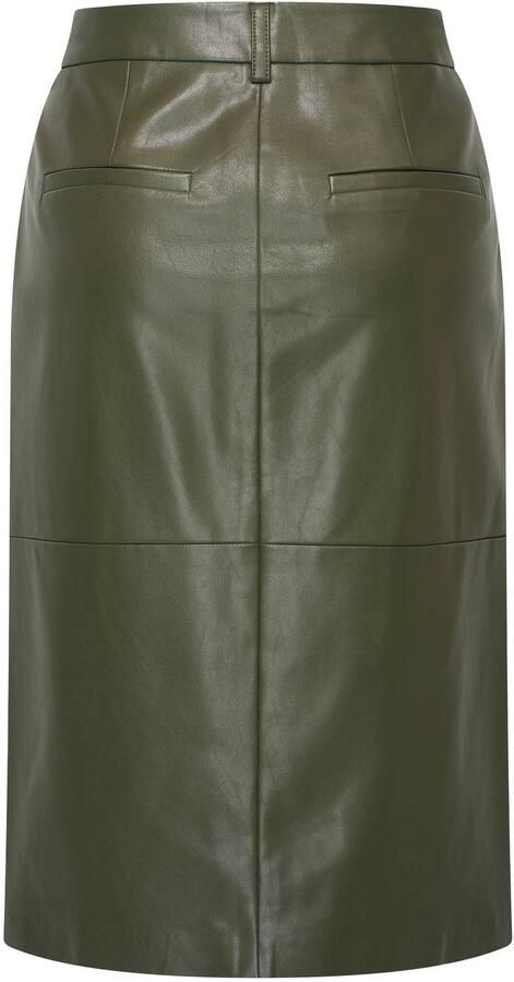 Expresso imitatieleren midi rok met split groen - Foto 2