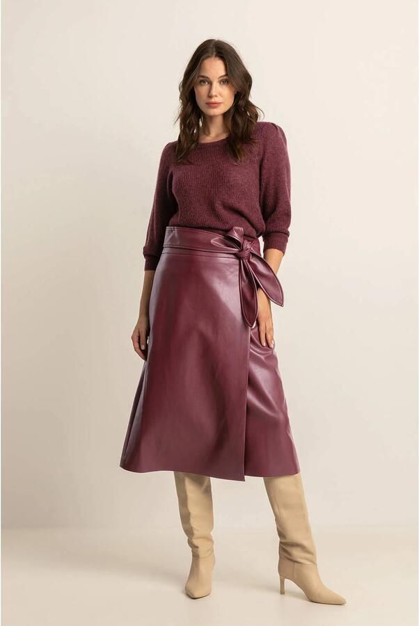 Expresso imitatieleren rok donkerrood