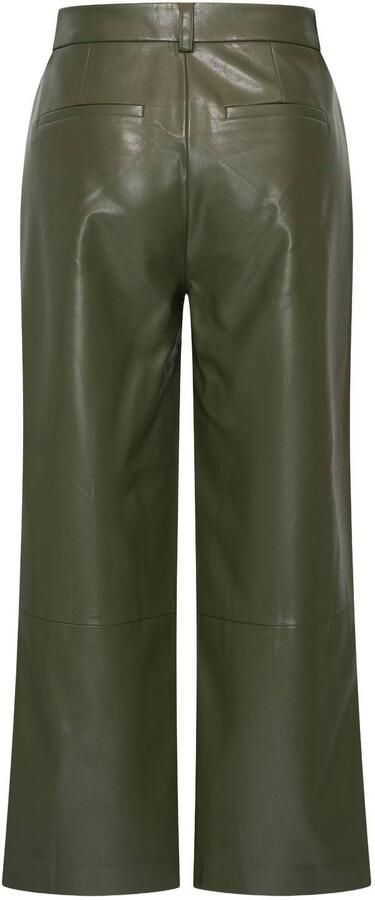 Expresso imitatieleren straight leg pantalon olijfgroen - Foto 3