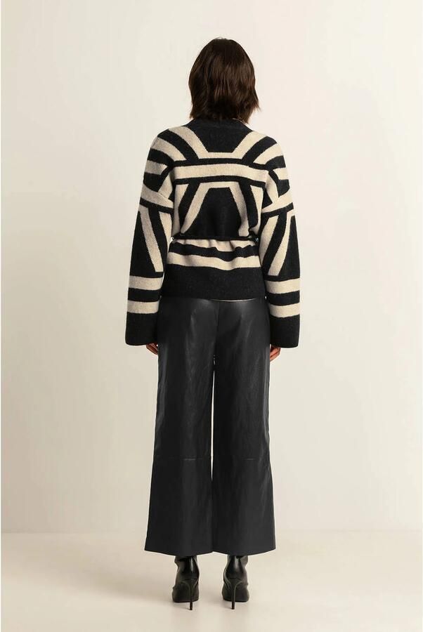 Expresso imitatieleren wide leg high waist culotte zwart - Foto 2