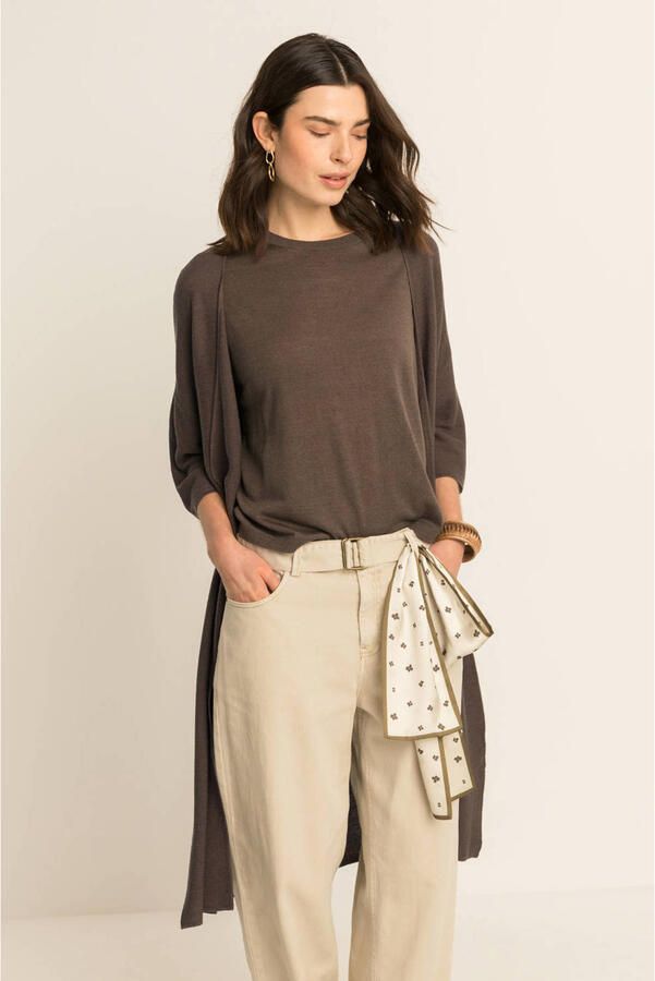 Expresso lange vest met wol bruin