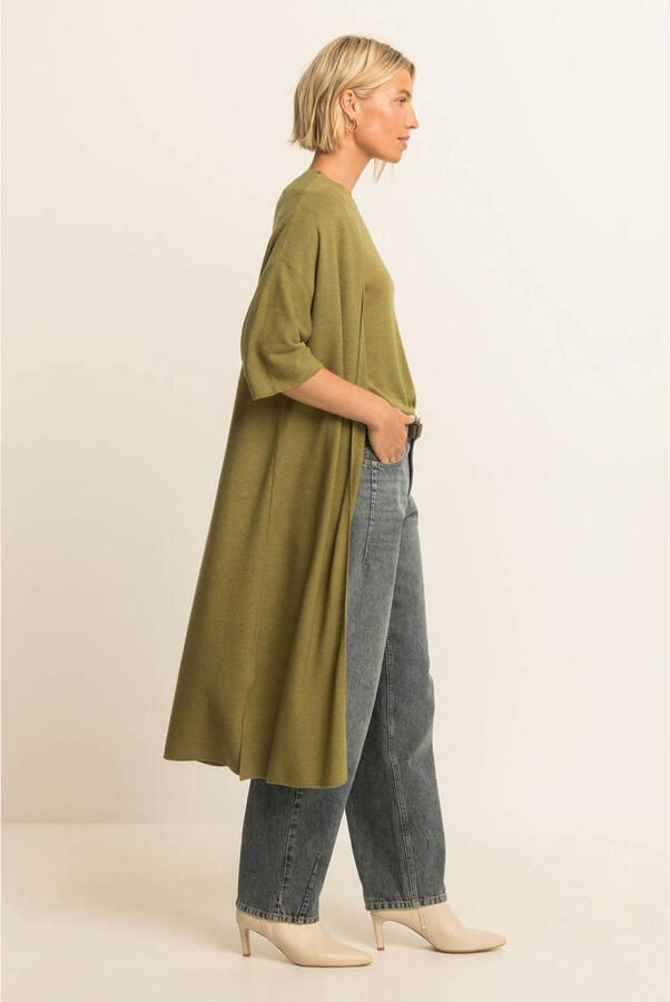 Expresso lange vest met wol groen