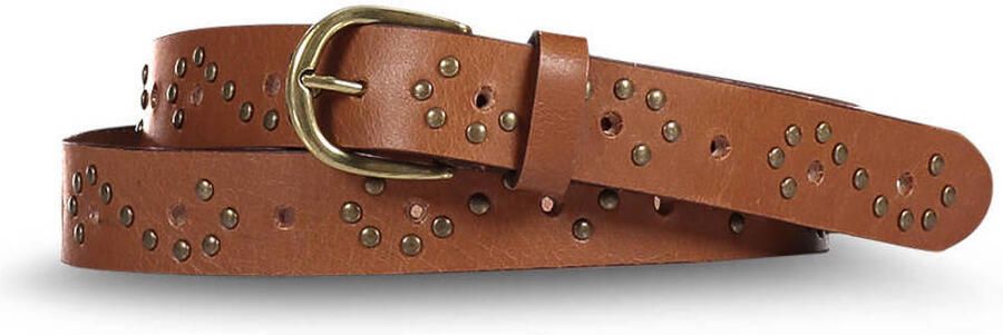 Expresso leren riem met studs cognac