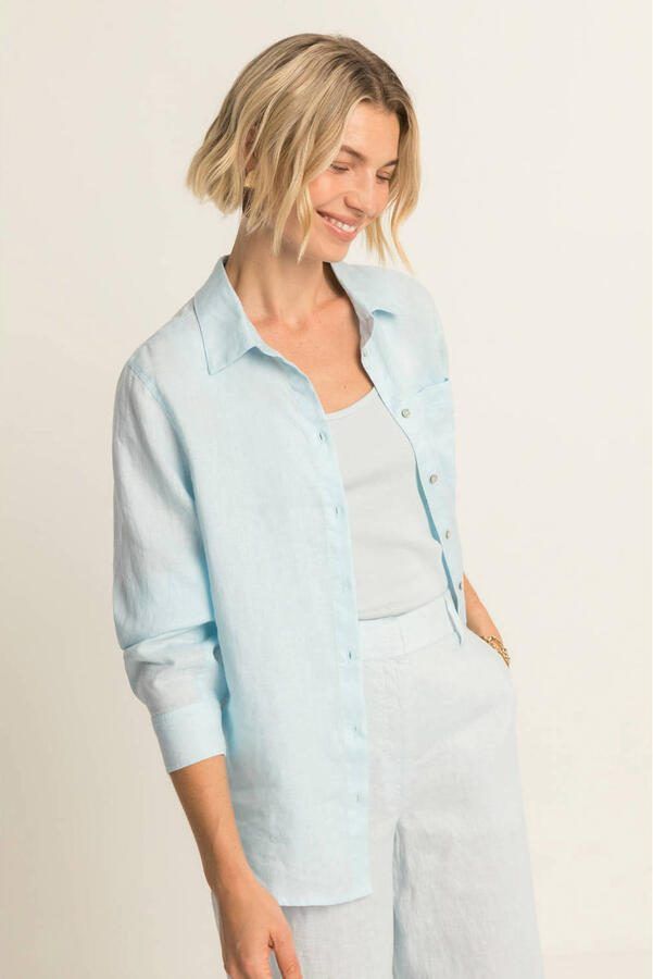 Expresso linnen blouse lichtblauw