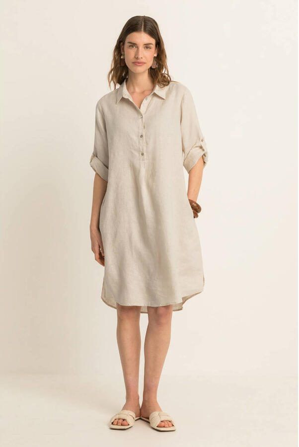Expresso linnen blousejurk beige