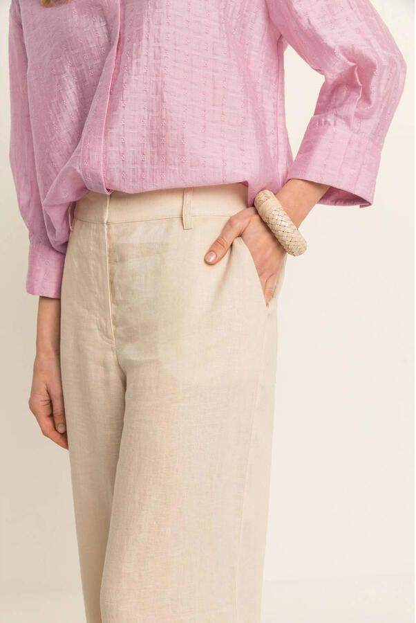 Expresso linnen broek wide leg beige - Foto 3