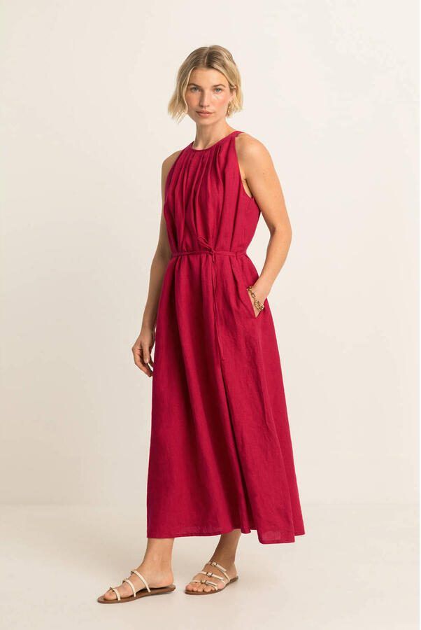 Expresso linnen zomerjurk rood
