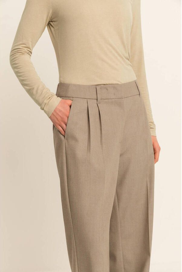 Expresso straight leg broek met wol taupe