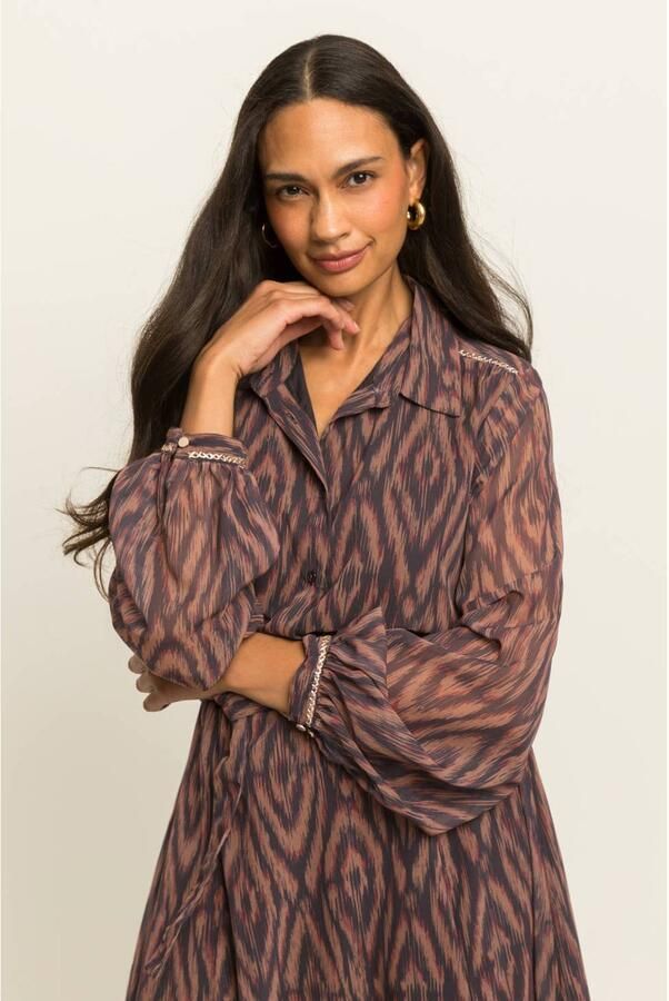 Expresso midi blousejurk bruin