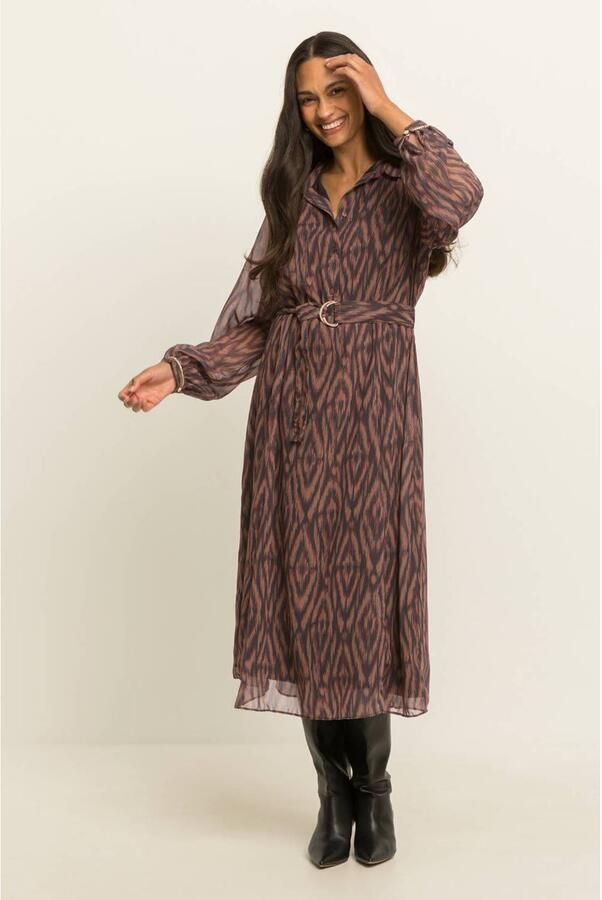 Expresso midi blousejurk bruin - Foto 2