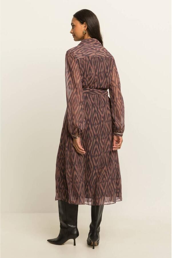 Expresso midi blousejurk bruin - Foto 3