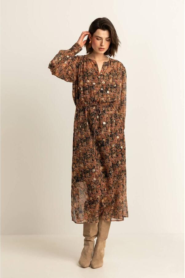 Expresso midi jurk bruin