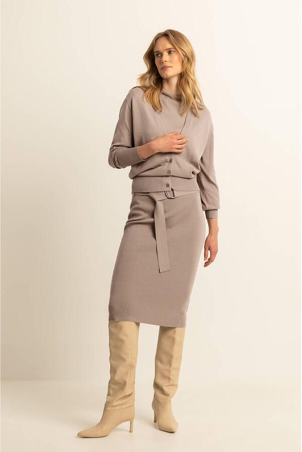 Expresso midi jurk gebreid taupe