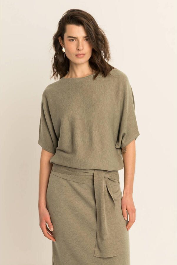 Expresso gebreide trui met wol taupe