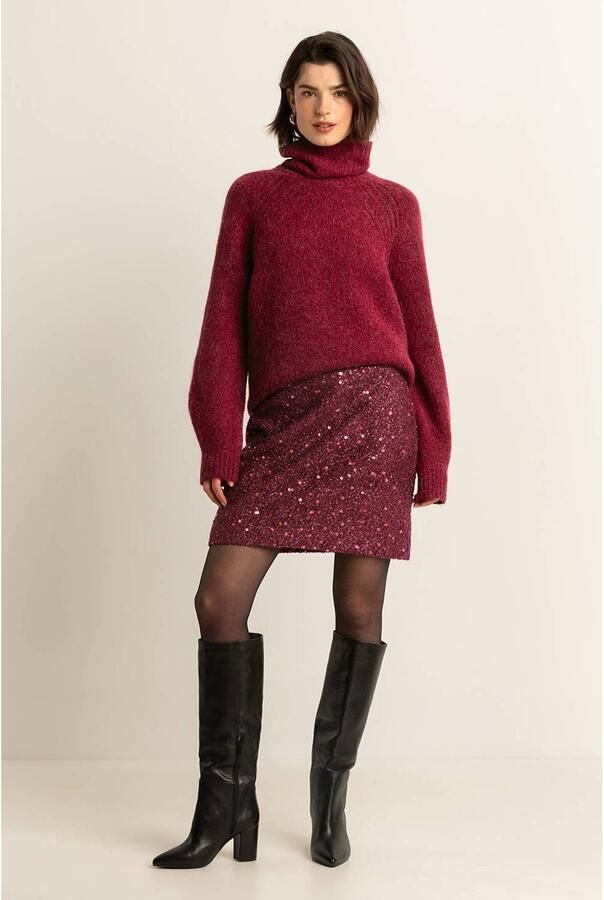 Expresso mini rok met pailletten donkerrood