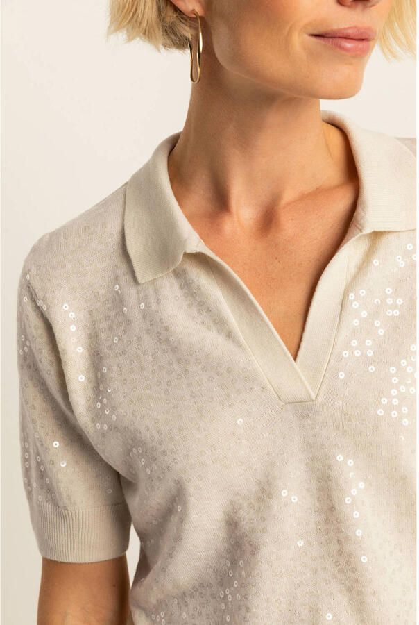 Expresso pullover crème met pailletten