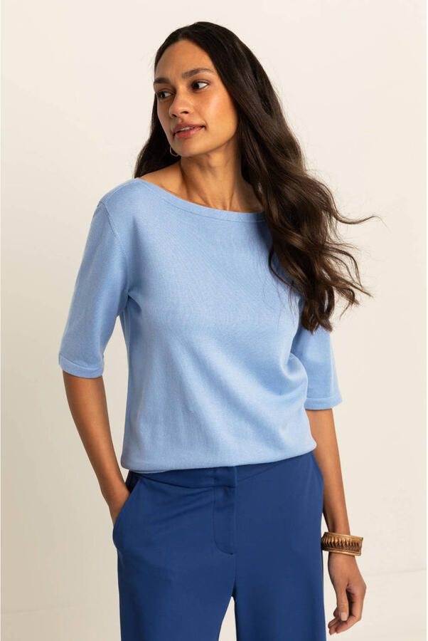 Expresso pullover lichtblauw gebreid