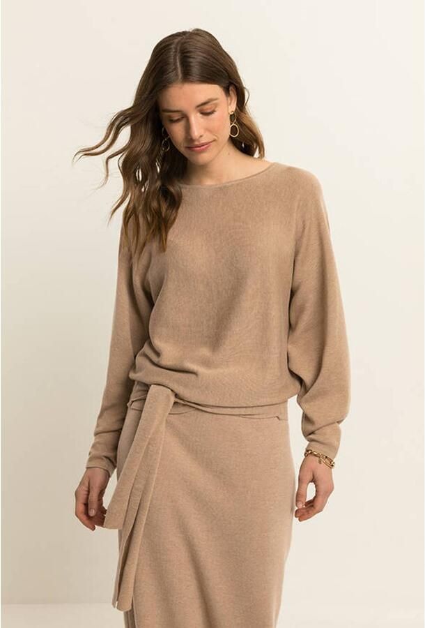 Expresso pullover met wol lichtbruin