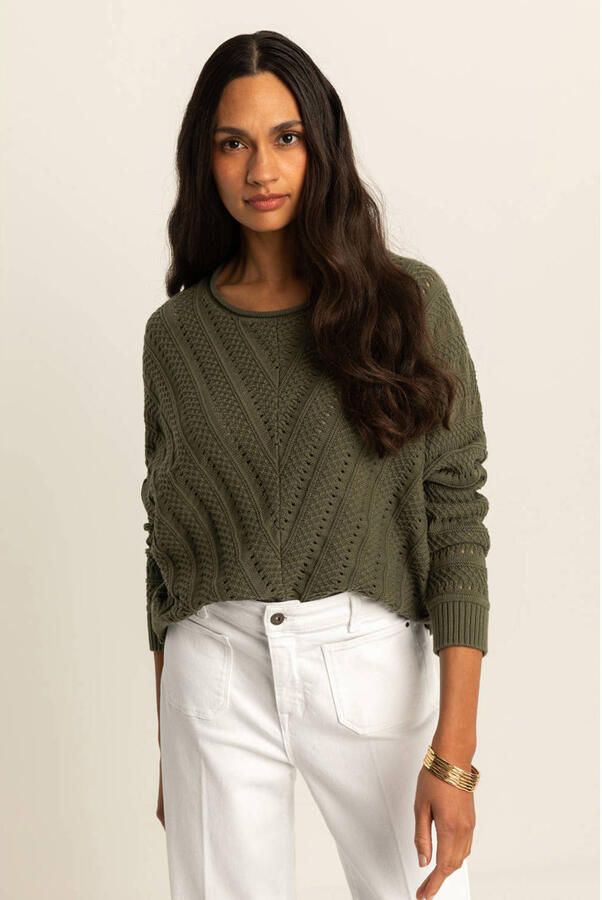 Expresso pullover olijfgroen gebreid
