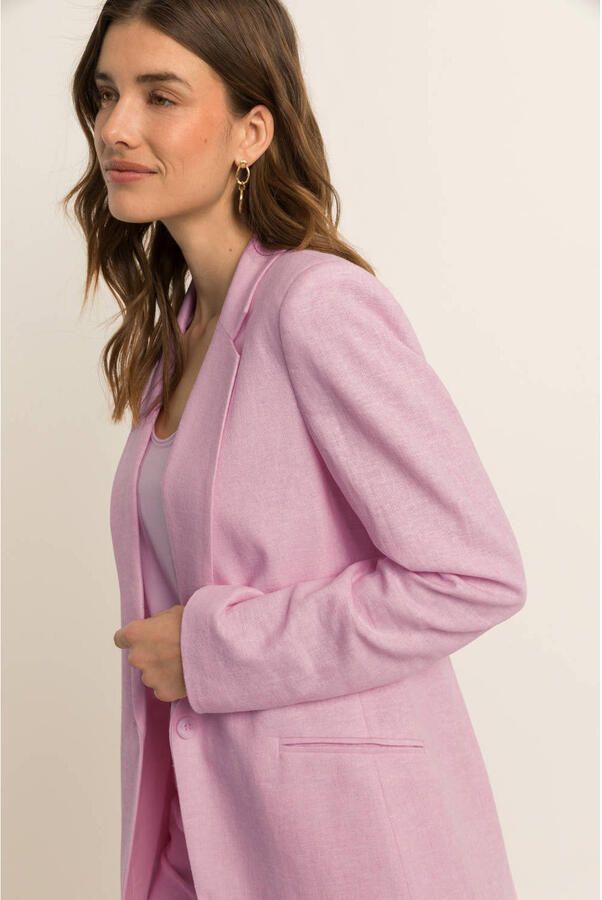 Expresso regular blazer met linnen lichtroze - Foto 3