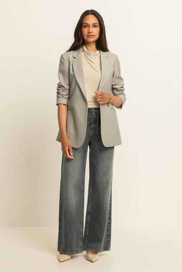 Expresso regular fit blazer met krijtstreep grijs - Foto 2