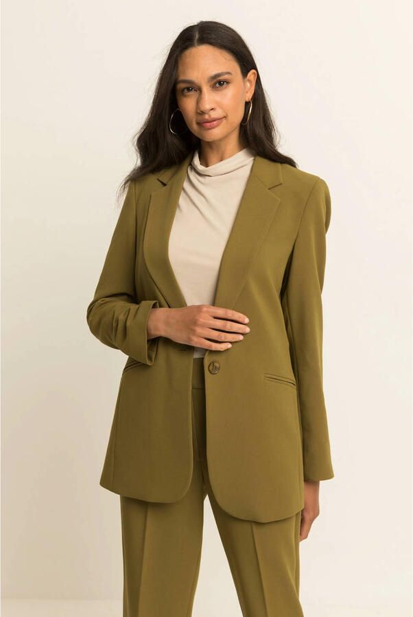 Expresso regular fit blazer olijfgroen