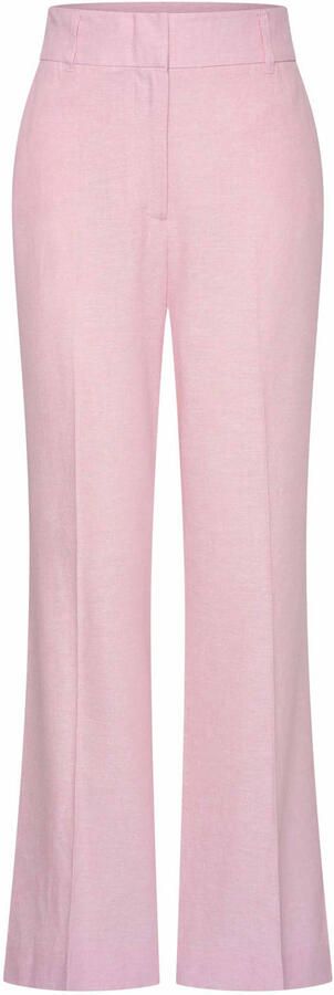 Expresso regular waist flared broek met linnen lichtroze - Foto 3