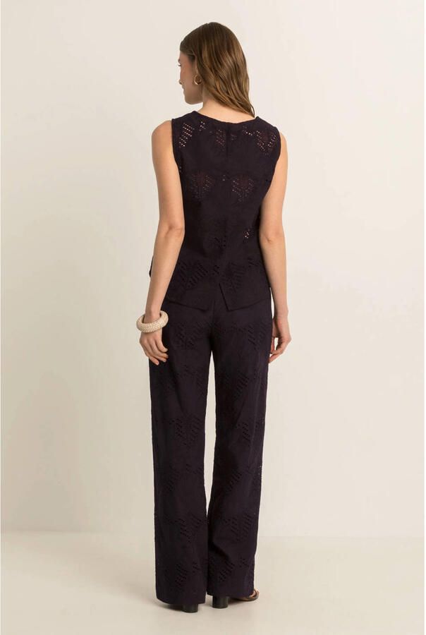 Expresso straight fit casual broek broderie zwart - Foto 2