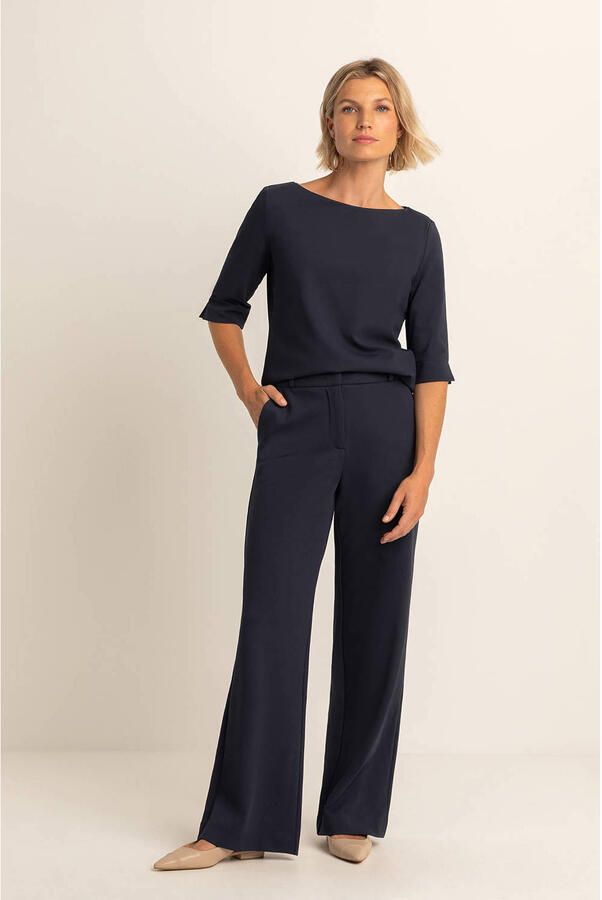 Expresso straight high waist broek donkerblauw