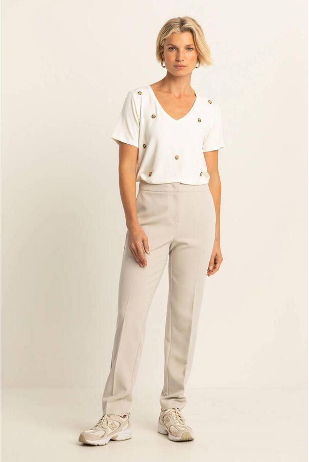 Expresso straight high waist pantalon beige