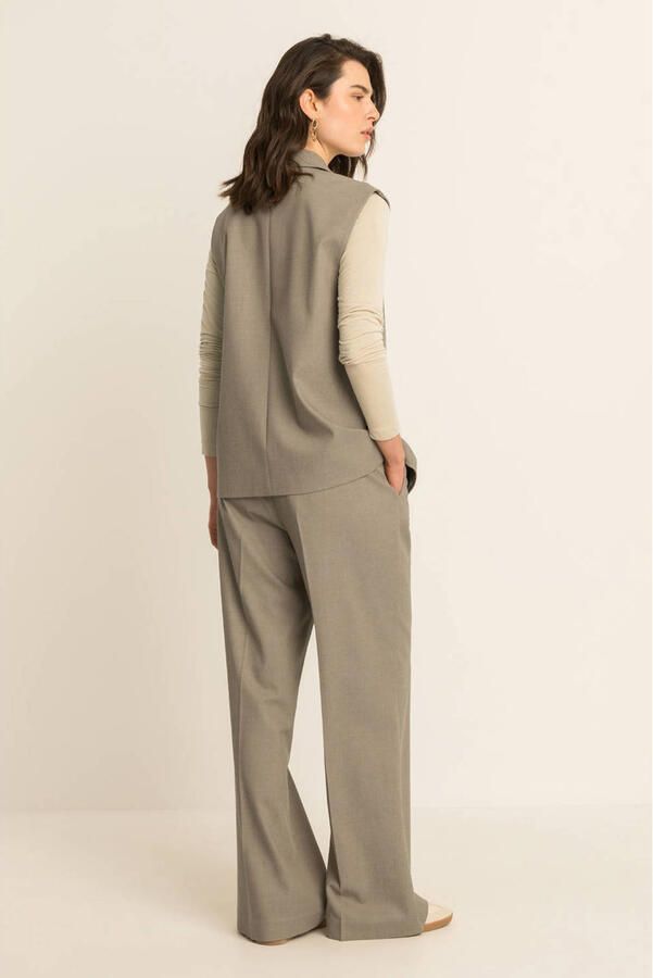 Expresso straight leg broek met wol taupe - Foto 2