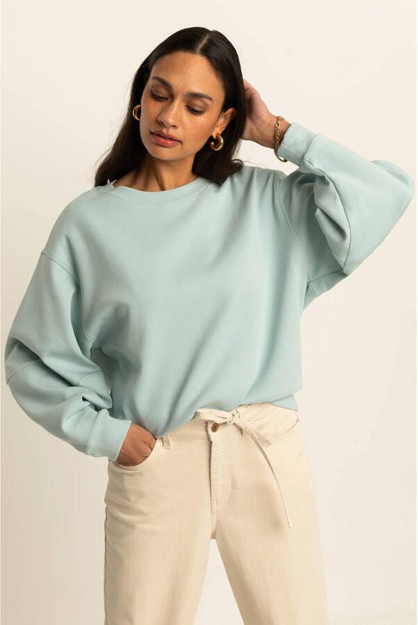 Expresso sweater lichtblauw gebreid
