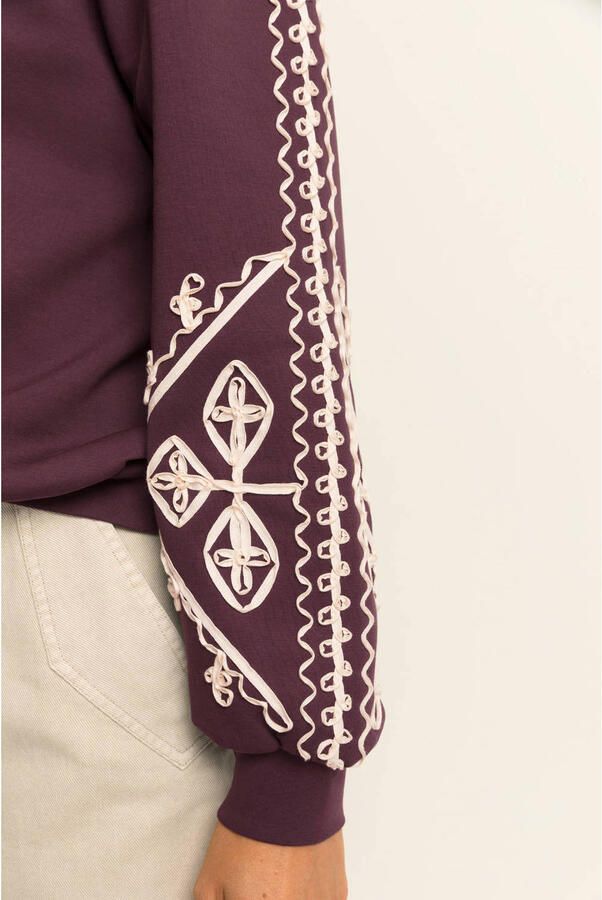 Expresso sweater met borduursels roodbruin - Foto 2